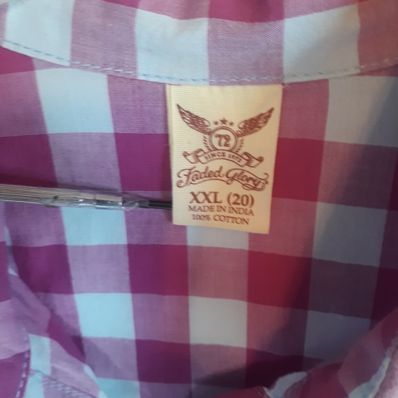 PINK & WHITE CHECKED FADED GLORY BUTTON DOWN 2XL - Picture 3 of 3